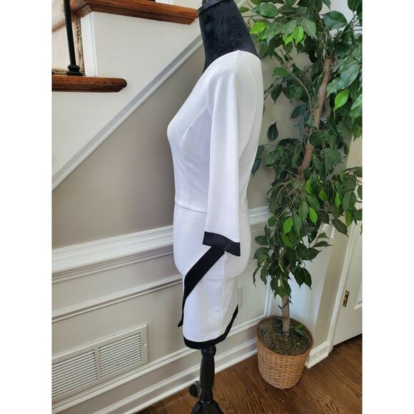 Design Women's White Polyester Round Neck Long Sleeve Knee Length Dress Size M - Picture 6 of 10